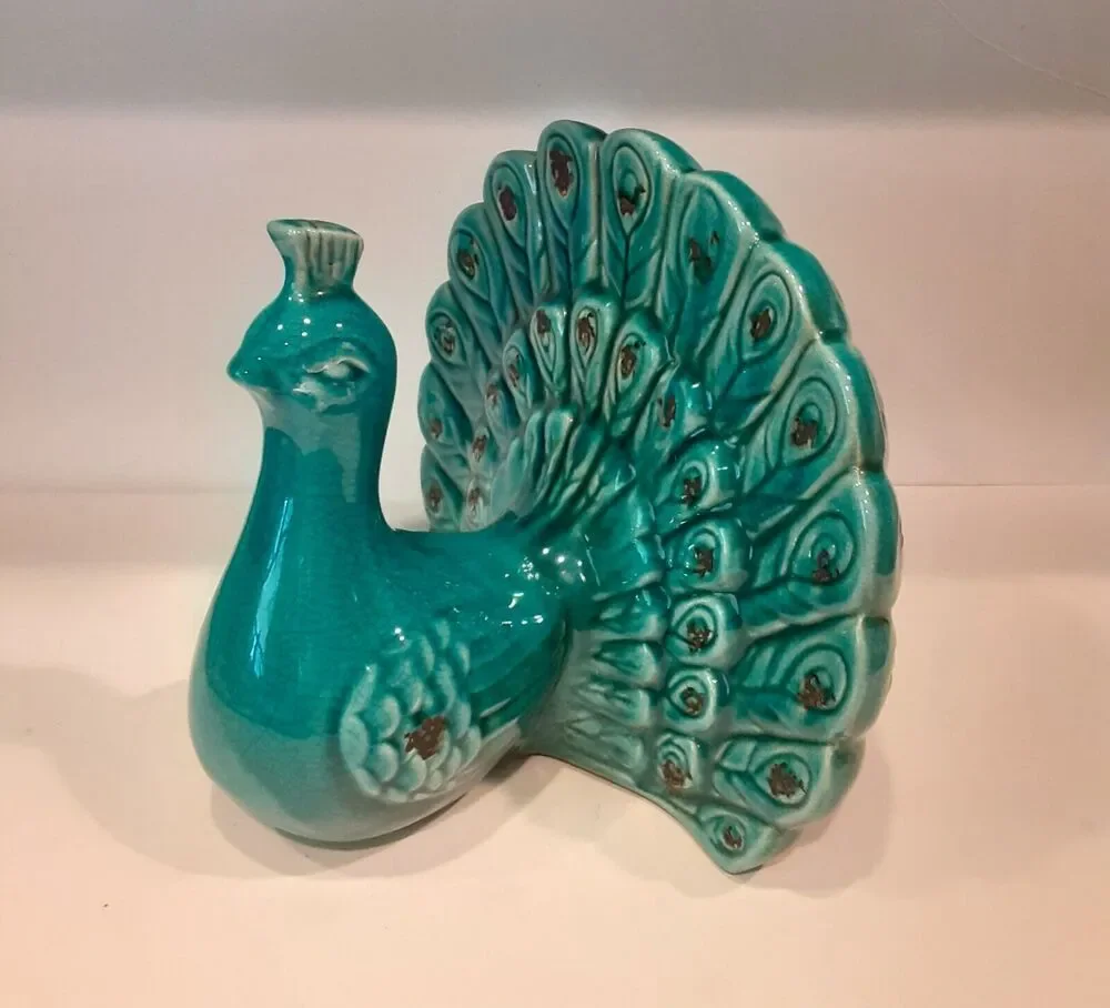 Vintage Italian Majolica Peacock Stunning Unique 11